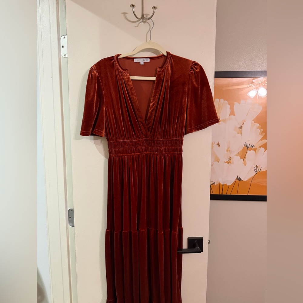 Elegant Velvet Dress in Burnt Orange